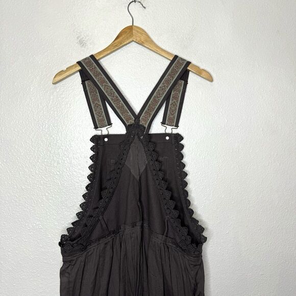 Free People Trails End Skirtall Women’s Medium Overall Dress Gray Bohemian Boho - Picture 13 of 15